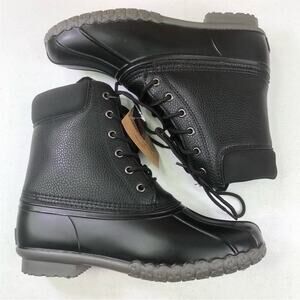 MENS WEATHERPROOF Black Leather Rubber Lace Up Snow Rain Ankle Boot Boots Shoes